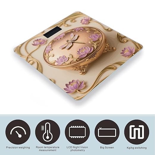 Dragonfly Decor Scale for Body Weight Sturdy Tempered Glass Weighing Scales with LCD Display Accurate Digital Bathroom Scale Convenient Body Fat Smart Scales Easy Read