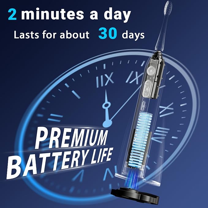 Electric Toothbrush with Water FlosserPortable Flossing Toothbrush White 8 ModeIPX8 WaterproofEquipped Brush Head and Nozzlefor Travel and Home-Black