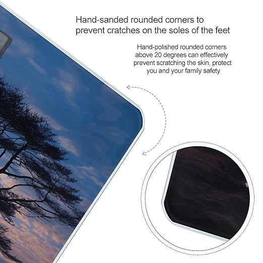 Tree Branch Silhouette at Dusk Scale for Body Weight Anti-Slip Tempered Glass Digital Bathroom Scales Clear LCD Display Weighing Scale Safe Rounded Corners Smart Scales