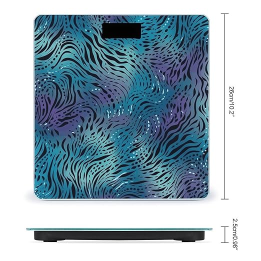 Blue Zebra Print Smart Scale for Body Weight Accurate Bathroom Scale with LED Display Digital Weight Scales Weighing Machine High Precision Scales for Bath Home