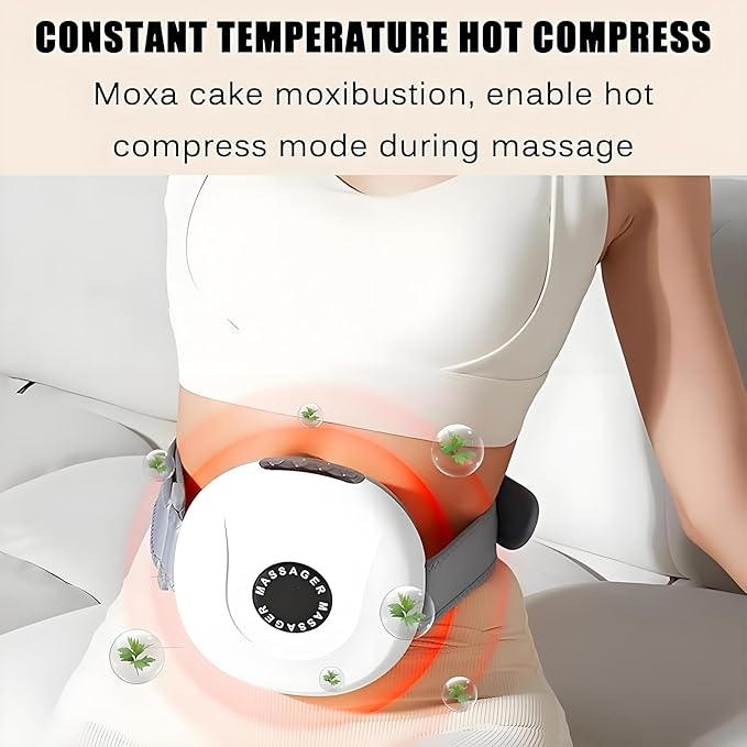 Abdominal Massager Electric Fast Warming Belly Belt 20kg/s Torque 3 Levels Intensity Adjustable 30mm Large Meteorite Massage Head for Waist/Neck/Thigh