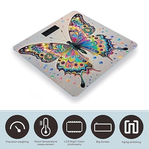 Butterfly Drip Spray Watercolor Scale for Body Weight Smart Scales Digital Bathroom Scale High Precision Weighing Scales with Large Display Weighing Machine for People
