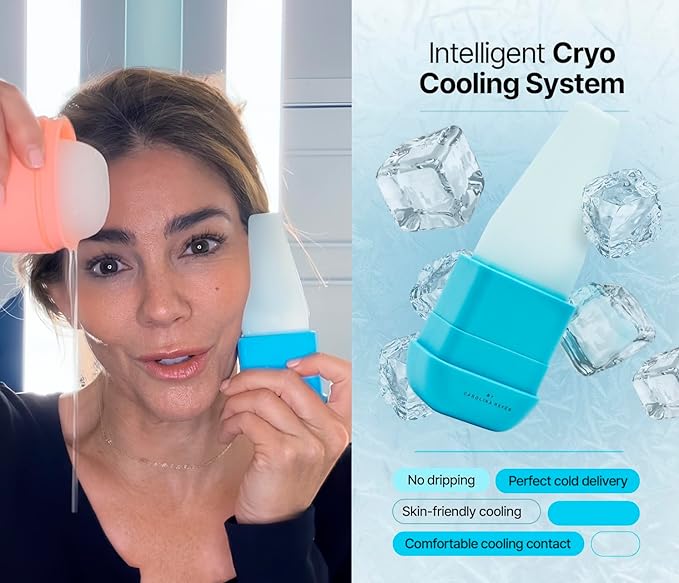 Ice Face Roller Reusable Silicone Cooling Facial Ice Roller for Face and Neck Skincare Routine Tool for De-Puff Look Smooth Glide Massager