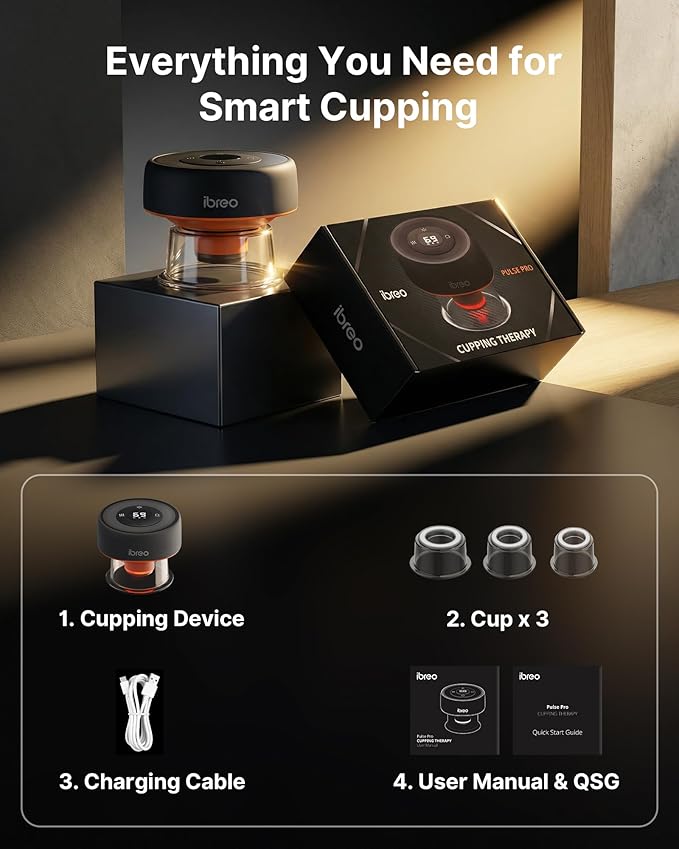 Pulse Pro Smart Cupping Therapy Massager with Heat Red Light Therapy Dynamic Suction One Button Quick Pressure Release for Targeted Pain Relief Muscle Soreness Circulation &amp Tighter Skin