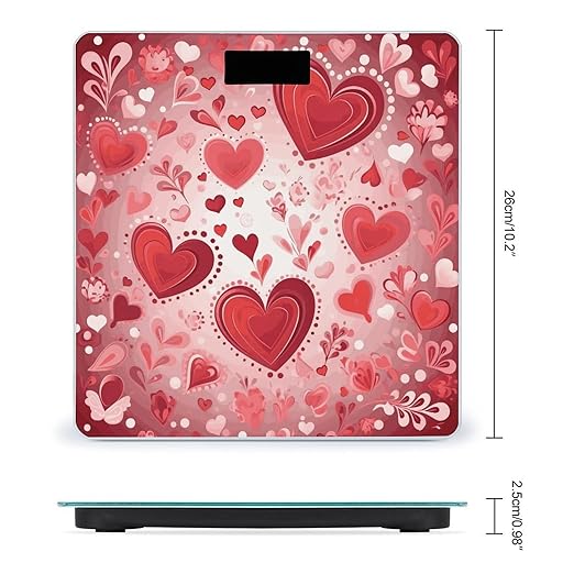 Valentine Pattern Weight Scale Large Bathroom Scales Digital Weight with Bright LED Display Non Slip Automatic Weighing Scale Fashion Weighing Machine for Body