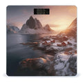 Sunrise Over Hamnoy Scale for Body Weight Anti-Slip Tempered Glass Digital Bathroom Scales Clear LCD Display Weighing Scale Safe Rounded Corners Smart Scales