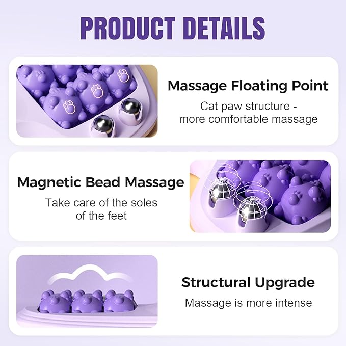 Foot Massager Roller for Plantar Fasciitis Relief Dual Foot Massage Roller for Plantar Fasciitis Relief Feet Massager Portable Reflexology Massager for Stress Relief &amp Improved Circulation (Purp