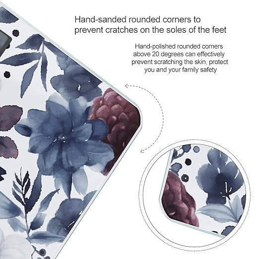 Watercolor Dark Blue Pattern Digital Bathroom Scale for Body Weight Weighing Scale with Backlit LCD Display High Precision Measurements &amp Measures Weight Up to 180kg