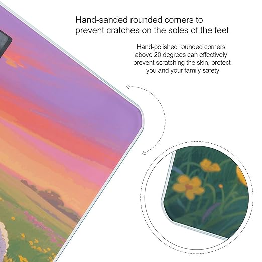 Sunset Nature Lamb and Lion Scale for Body Weight Sturdy Tempered Glass Weighing Scales with LCD Display Accurate Digital Bathroom Scale Convenient Body Fat Smart Scales Easy Read