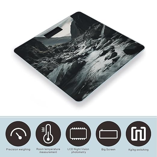 River and Gray Rocks Bathroom Scale Ultra-Bright Liquid Crystal Screen Weight Scale Accurate Bathroom Body Scales for Body Weight Bathroom Pet Home Bedroom Gift-Giving