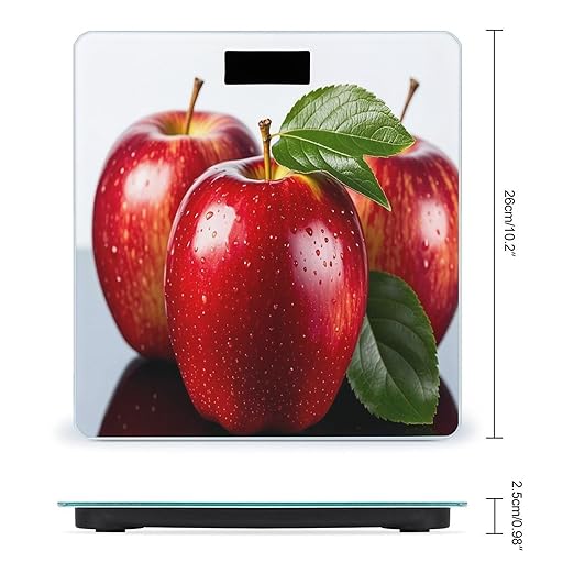 Red Apple Fruit Scale for Body Weight Accurate Digital Bathroom Scale Toughened Glass High Precision Scales Smart Weight Scales with Large LCD Backlight Display Weighing Machine