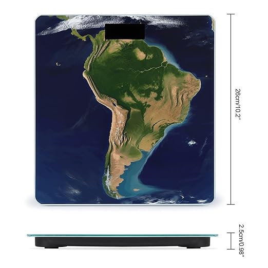 South America Satellite Image Bathroom Scale for Body Weight 400 Lb Weight Scale with High Precision Sensors Tempered Glass Highly Accurate Digital Weighing Machine for People