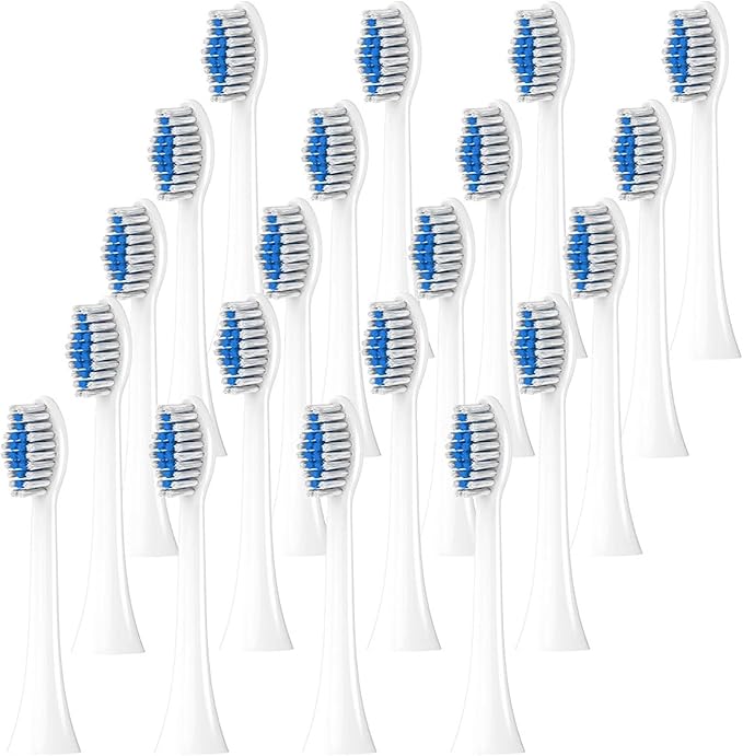 12/20 Pcs Soft Brush Heads Compatible with Toothbrush Replacement Toothbrushes Head RefillCompatible for 1100 2100(White-20 Pcs)