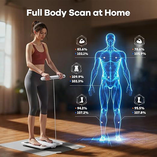 Smart Scale for Body Weight 8 Electrodes Digital Bathroom Scale with BMI Body Fat Muscle Mass 26 Metrics Full Body Composition Analyzer High Precision Digital Scale with LED Screen Bluetooth
