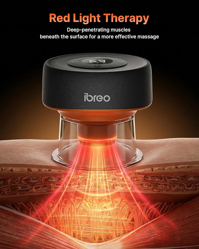 Pulse Pro Smart Cupping Therapy Massager with Heat Red Light Therapy Dynamic Suction One Button Quick Pressure Release for Targeted Pain Relief Muscle Soreness Circulation &amp Tighter Skin