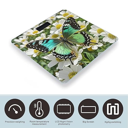 Music Butterfly Scale for Body Weight Highly Accurate Digital Bathroom Body Scale Digital Bathroom Scales for People Anti-Slip Large LCD Display Smart Scales