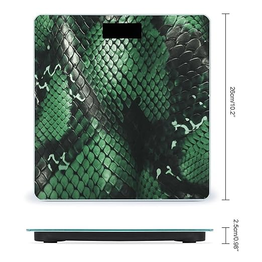 Green Snakeskin Bathroom Scale for Body Weight LCD Display Digital Bathroom Scale Tempered Glass Bathroom Weight Scales Fashion Smart Scales for Home Bedroom 400 Lb