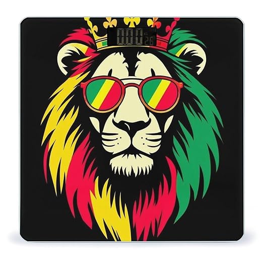 Women's Digital Bathroom Weighing Scale Automatic Switch Energy Saving Scale Smart Scale for Body Weight Reggae King Rasta Flag Lion Black