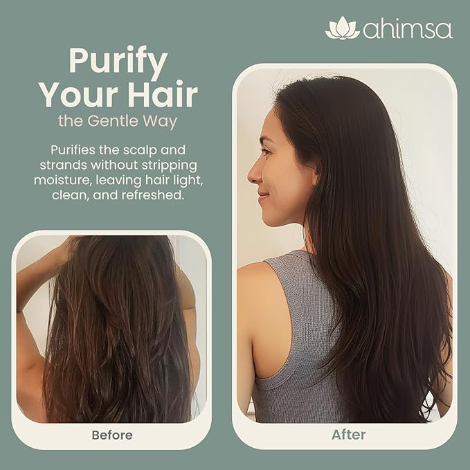 Ahimsa Natural Body Wash for Women 10oz + Organic Daily Shampoo Hydrating &amp Moisturizing Body Wash for Sensitive Skin with Ginger &amp Spearmint and Gentle Daily Shampoo for Dry Curly Damaged