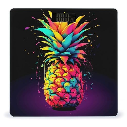 Colorful Pineapple Scale for Body Weight Sturdy Tempered Glass Weighing Scales with LCD Display Accurate Digital Bathroom Scale Convenient Body Fat Smart Scales 400lb
