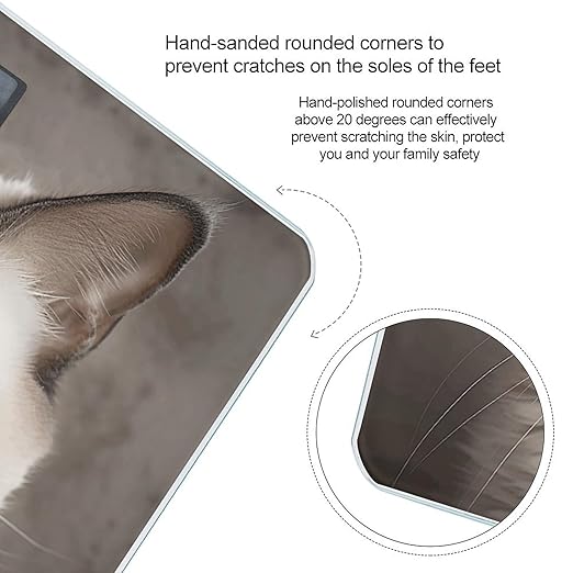 Beautiful Siamese Cat Bathroom Scale for Body Weight LCD Display Digital Bathroom Scale Tempered Glass Bathroom Weight Scales Fashion Smart Scales for Home Bedroom 400 Lb