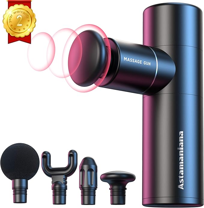 Mini Massage Gun Mini Size Massagers Muscle Massage Gun for Athletes Rechargeable Percussion Portable Handheld Fascial Gun (GH108) (Black)