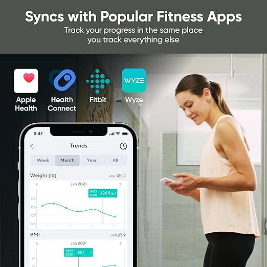 Wyze Scale S Scale for Body Weight Digital Bathroom Scale for Body Fat BMI Muscle Heart Rate Body Composition Analyzer with App Batteries Included Bluetooth 400 lb White