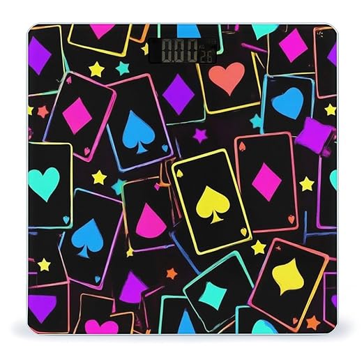 Energy Saving Scale Bathroom Weighing Scale Smart Scale for Body Weight Digital Trippy Neon Magic Playing Card