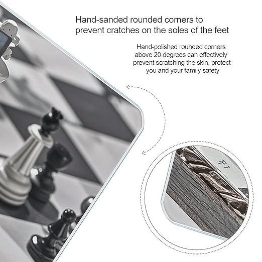 Black and White Chess Bathroom Scale Digital Weight Scale Precision 400 Lbs Weighing Scales Large with LCD Backlight Display BMI Measures