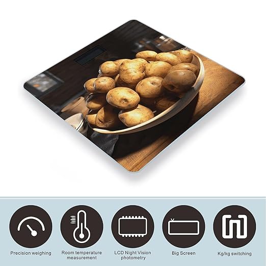 Some Dried Potatoes Scale for Body Weight Precision Bathroom Weighing Scales with Back Lit LCD Display Sturdy Tempered Glass Body Weight Scales Digital Bathroom Scale 400lb