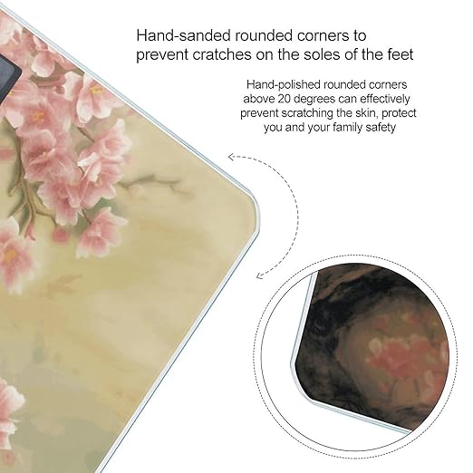 Oriental Peacock on Flower Tree Scale with LCD Precision Weighing Scales Sturdy Tempered Glass Weight Scales Easy-to-Read Anti-Slip Weight Digital Bathroom Scale for Daily