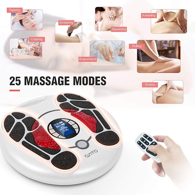 OSITO EMS Foot Massager for Neuropathy HSA Foot Circulation Stimulator FSA Massager for Circulation and Pain Relief 25 Modes 99 Intensities Ideal for Women/Men4 TENS Unit Muscle Stimulator Pads