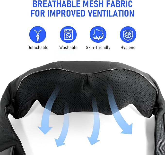 Cordless Neck and Shoulder Massager with Heat - Rechargeable Shiatsu Back Massager for Pain Relief - Deep Tissue Kneading Massage Pillow for Neck Back Shoulders Legs - Gifts for Men &amp Women