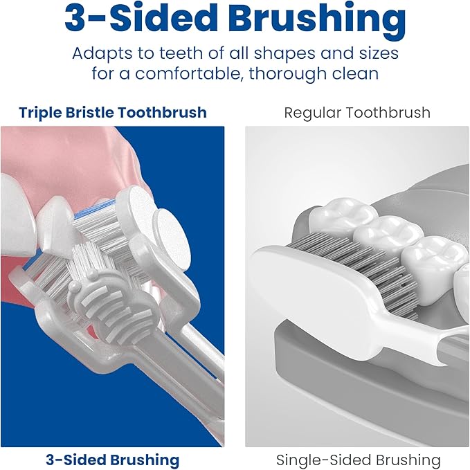 Triple Bristle Original Sonic Toothbrush | Rechargeable 31000 VPM Tooth Brush | Patented 3 Head Design | Angled Bristles Clean Each Tooth | Dentist Created &amp Approved Original