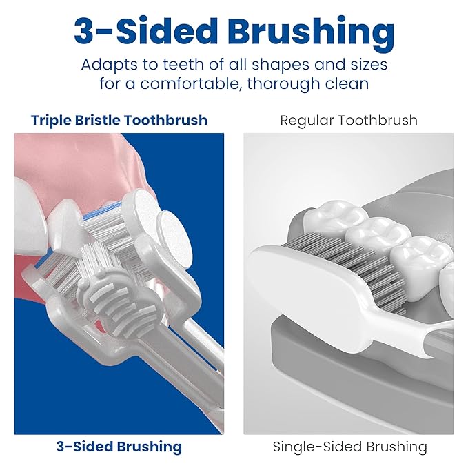 Triple Bristle Duo - 2 Electric Toothbrushes with Dual Charging Station Patented 3 Head Design 31000 VPM Rechargeable Toothbrush Set for Families &amp Couples 3-Sided Sonic Brush