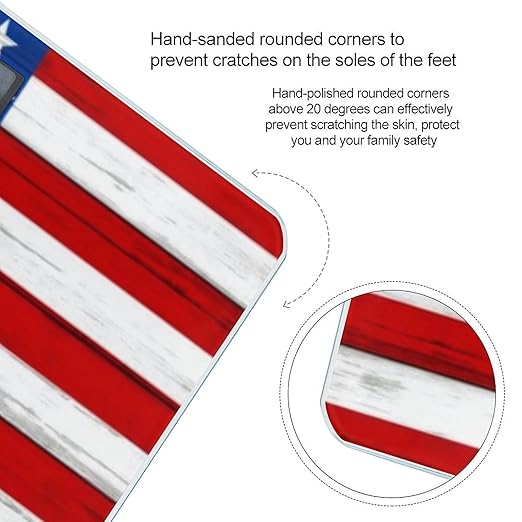 Automatic Switch Digital Bathroom Weighing Scale Smart Scale for Body Weight Wooden American Flag