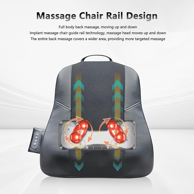 Back Massager for Pain Relief Deep Tissue Ultrathin Rolling Up and Down Full Back Massage with Heat 4D Shiatsu Kneading Shoulder Massager Extended Widened Design for Home Office Car Use Beige