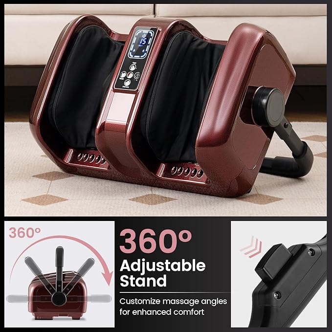 ARLIME Foot Massager with Heat Deep Kneading Shiatsu Massage Machine for Muscle Arm Relaxation Feet and Calf Massager Gifts for Adults (Red)