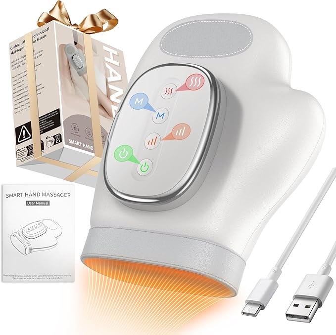 Professional Hand Massager with Heat Compression Therapy 3 Massage 4 Temperatures 5 Compression Pain Relief Glove Arthritis &amp Wrist Carpal Tunnel Neuropathy Circulation Gifts for Women/Men