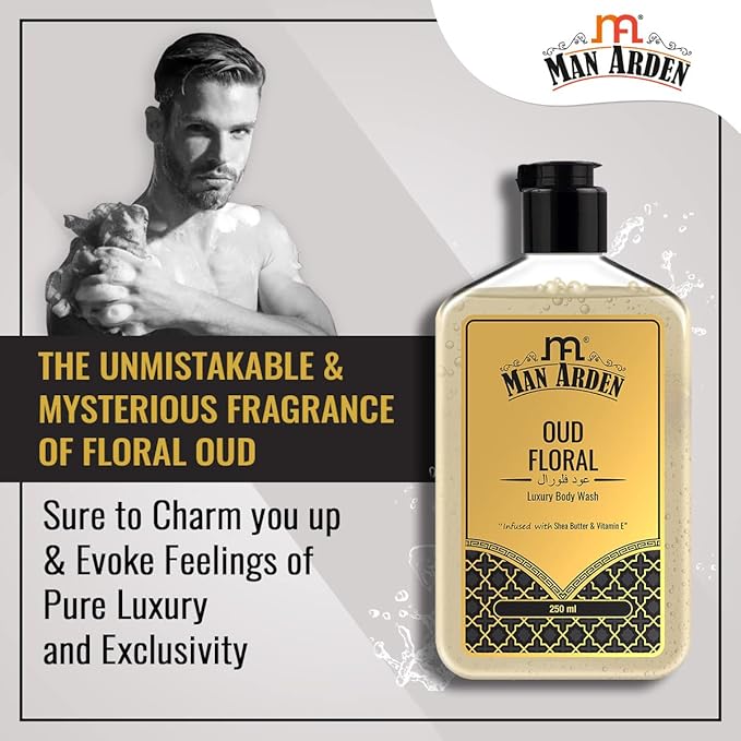Man Arden Oud Floral Luxury Body Wash Infused With Shea Butter &amp Vitamin E 250ml