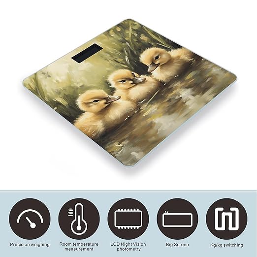 Fluffy Ducklings Ducks Digital Bathroom Scale for Body Weight Lighted LCD Display Round Corner