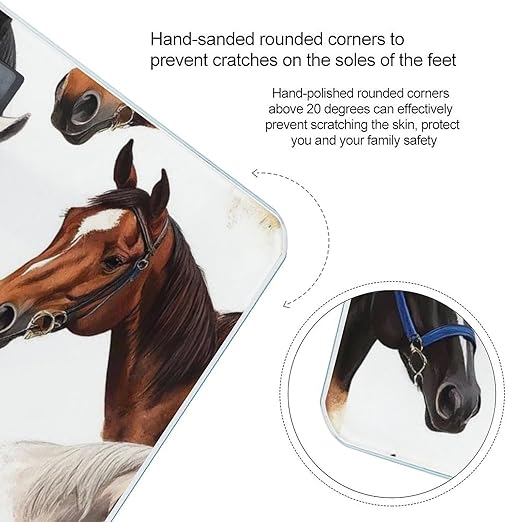 Women's Fashion Automatic Switch Digital Bathroom Weighing Scale Smart Scale Animal Wild Horse Painting