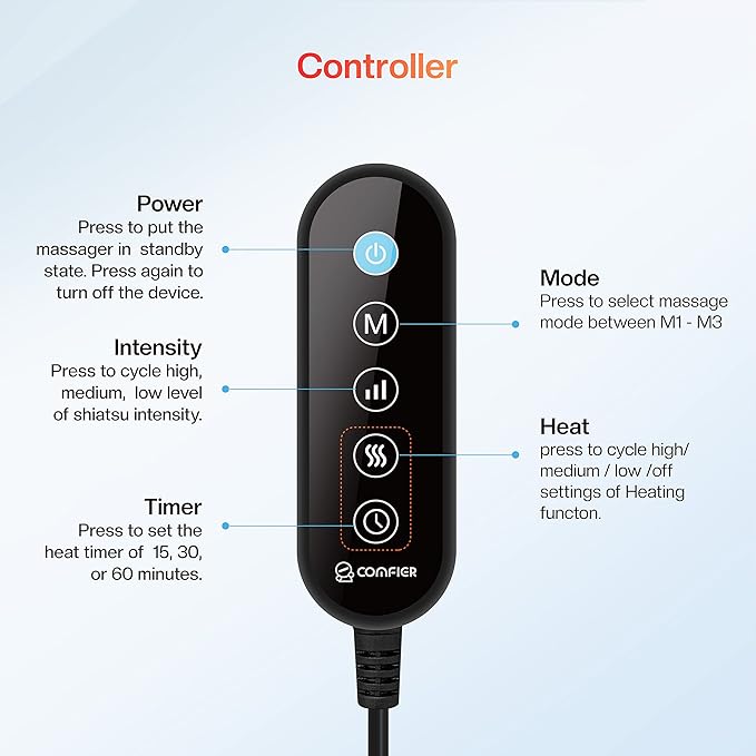 COMFIER Foot Massager with Heat Electric Foot Warmer Shiatsu Feet Massager Machine for Plantar FasciitisNeuropathy 2-in-1 Foot &amp Back Massager Foot Heater for WomenMen