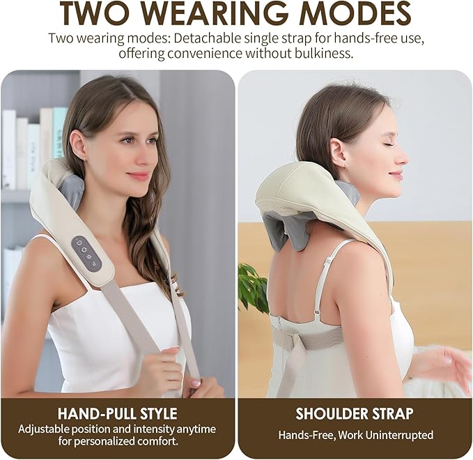 Therapexa Neck &amp Shoulder Massager Back Massager for Pain Relief Deep TissueMassager for Neck and Shoulder PainBack Massager with Heat. (Gray)