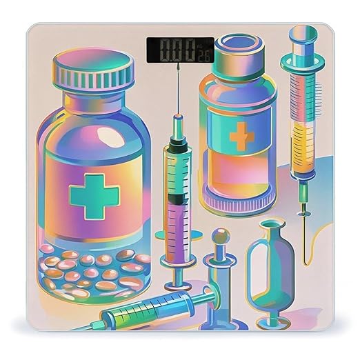 Gradient Medical Items Pattern Weight Scale Highly Accurate Digital Weighing Scale with Large LCD Display Smart Bathroom Scales for Home Bedrooms and Gift Giving