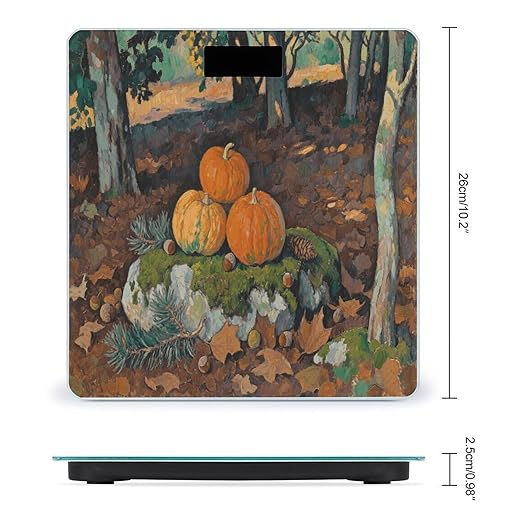 Leaves Pumpkin Bathroom Scale for Body Weight Bathroom Digital Electronic Weighing Scale with Back Lit LED Display Sturdy Tempered Glass Weight Watchers Scales 400lb