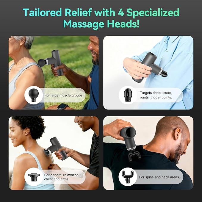Mini Massage Gun Pocket-Sized Massage Gun Deep Tissue Quiet Portable Percussion Muscle Travel Massager Gun Back/Neck Massager for Pain Relief Deep Tissue (Gray)