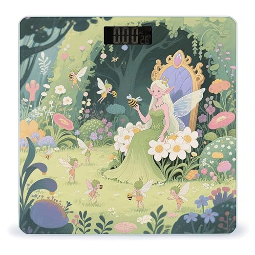 Fairy Garden Bathroom Scale for Body Weight LCD Display Digital Bathroom Scale Tempered Glass Bathroom Weight Scales Fashion Smart Scales for Home Bedroom 400 Lb