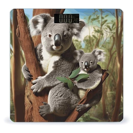 Koala FamilyScale for Body Weight with LCD High Precision Weighing Scales Fashion Sturdy Tempered Glass Weight Scales Easy-to-Read Digital Bathroom Scale for Daily 400lb