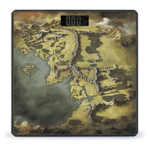 Middle Earth Map Scale for Body Weight Precision Bathroom Weighing Scales with Back Lit LCD Display Sturdy Tempered Glass Body Weight Scales Digital Bathroom Scale 400lb